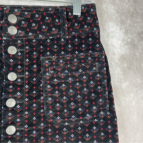 Free People Joanie Corduroy Printed Button Up Mini Skirt Women's Size 27 - Picture 3 of 8